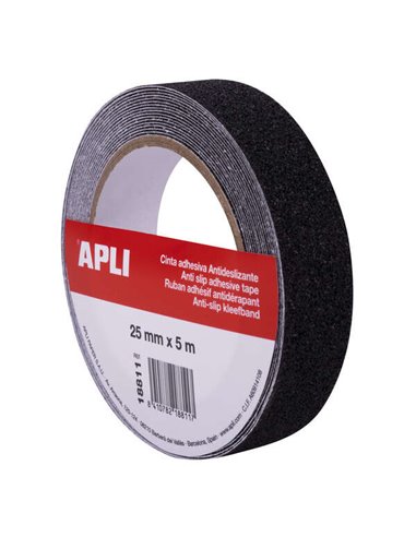 Apli - Ruban Antidérapant 25 mm x 5 m - Résistant à l'eau et à l'usure - Facile à couper et à appliquer - Noir