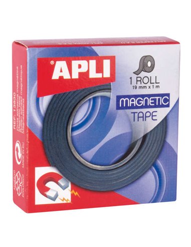 Apli - Ruban Adhésif Magnétique 19 mm x 1 m - Facile à découper et à coller - Idéal pour les travaux manuels et l'organisation -