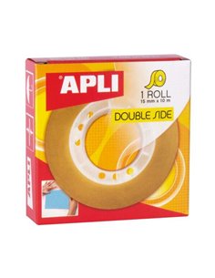 Apli - Ruban Adhésif Double Face 15 mm x 10 m - Transparent