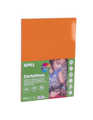 Apli - Papier Cartonné Assorti Intense A4 170g 50 Feuilles