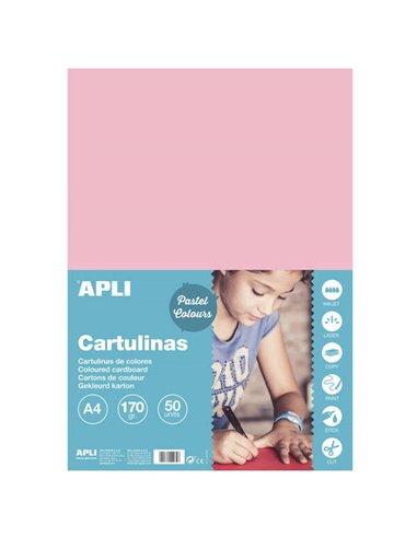 Apli - Carton Rose A4 170g 50 Feuilles