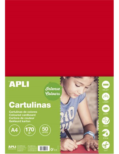 Apli - Carton Rouge A4 170g 50 Feuilles