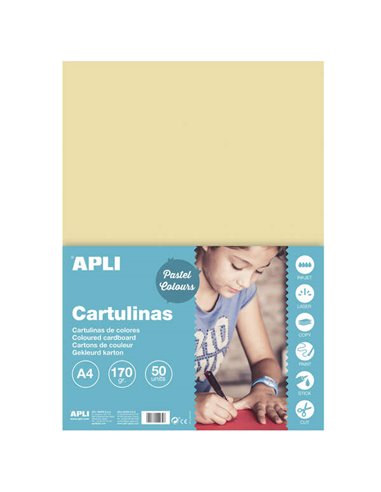 Apli - Papier Cartonné Crème A4 170g 50 Feuilles