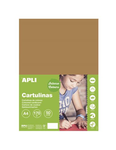 Apli - Papier Cartonné Noisette A4 170g 50 Feuilles