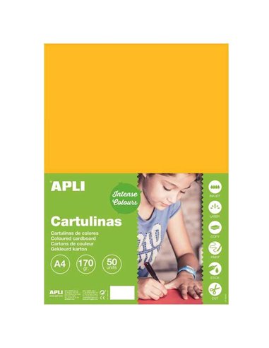 Apli - Papier Cartonné Jaune Or A4 170g 50 Feuilles