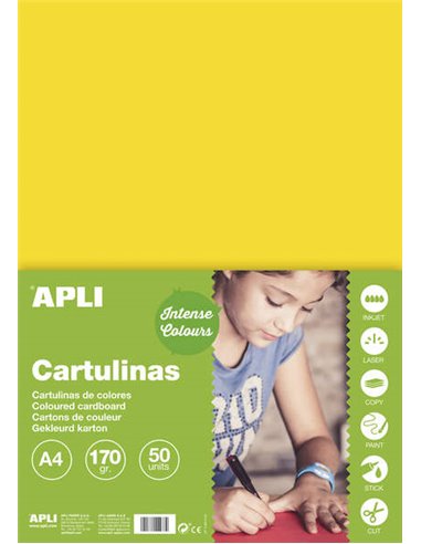 Apli - Carton Jaune A4 170g 50 Feuilles