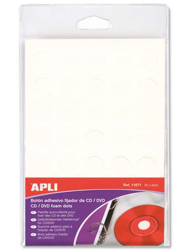 Apli - Bouton de Fixation Blanc pour CD/DVD 35 U.