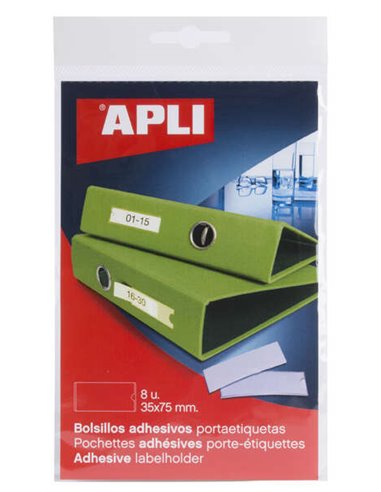 Apli - Pochettes adhésives pour étiquettes - 35 x 75 mm - Modifiez les informations sur l'étiquette selon vos besoins - Contient