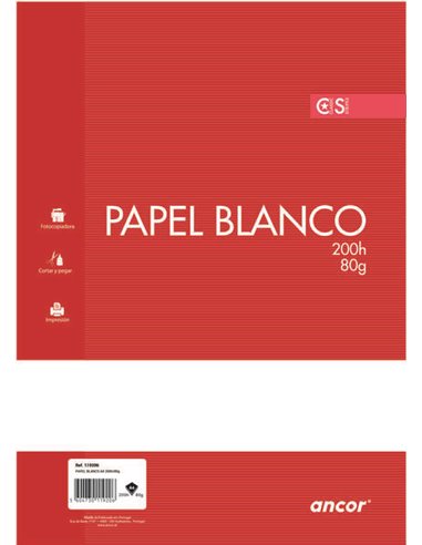 Ancor - Papier Paquet de 200 Feuilles 80gr Format A4 Uni