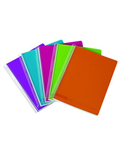 Ancor - Carnet à Spirales Classic Stripes Format Folio Rayure Horizontale - 80 Feuilles 90gr - Couverture Plastique - Couleurs A