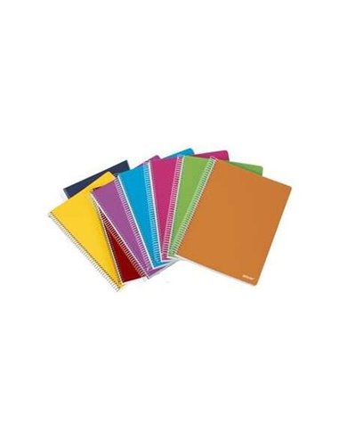 Ancor - Carnet à spirales ligné horizontal à rayures classiques - 80 feuilles 90gr - Couverture plastique - Couleurs assorties