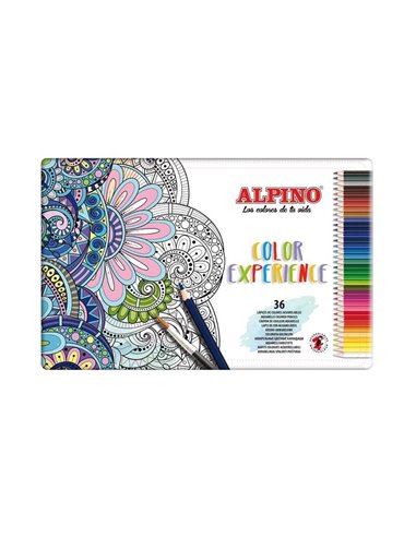 Alpino - Color Experience Pack de 36 Crayons Aquarelle - Mine Résistante et Aquarelle 3,3 mm - Idéal pour Estomper et Colorer - 