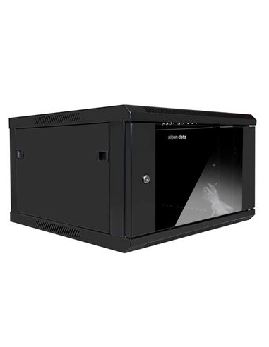 Aiten Data - Armoire murale AI6418S 18U profondeur 450 - Porte vitrée - Serrure de sécurité - sans accessoires - Couleur Noir