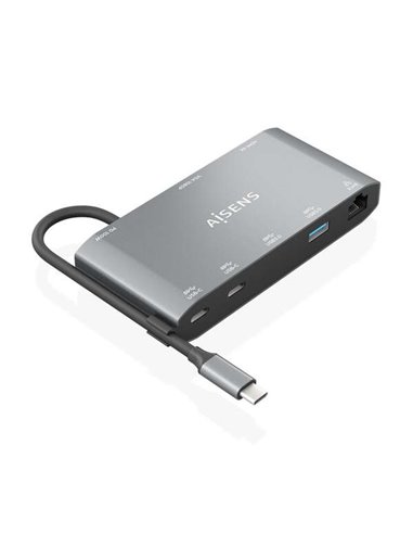 Aisens - Station d'accueil USB-C 8 en 1 - USB-C vers 1xHDMI - 1xVGA - 1xRJ45 - 2xUSB-A - 2xUSB-C 5G - 1xUSB-C PD - 20cm - Couleu