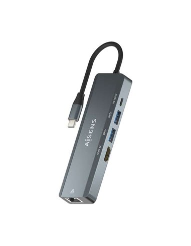 Aisens - Station d'accueil USB-C 5 en 1 - USB-C vers 1xHDMI - 1xRJ45 - 2xUSB - 1xpd - 15cm - Couleur Gris