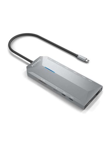 Aisens - Station d'accueil USB-C 12 en 1 - USB-C vers 2xHDMI - 1xRJ45 - 3xUSB-A - 2xUSB-C - 1xUSB-C PD - 1xAudio - 1xSD - 1xMicr