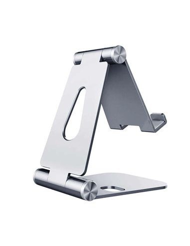 Aisens - Support de bureau réglable taille M (2 pivots) pour mobile/tablette - Couleur argent