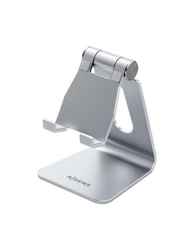 Aisens - Support de bureau réglable taille M (1 pivot) pour mobile/tablette - Couleur argent