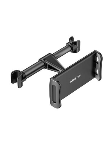 Aisens - Support Voiture Ajustable (1 Pivot) pour Appuie-Tête pour Téléphone / Tablette - Couleur Noir