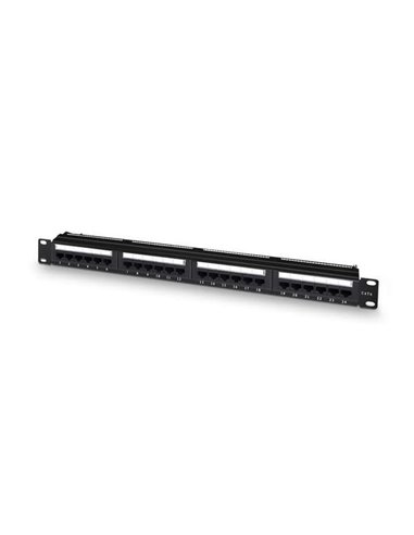 Aisens - Panneau Pacth UTP 24 ports RJ45 Cat.6 - 19" 1U double IDC avec gestion des câbles - Couleur noire