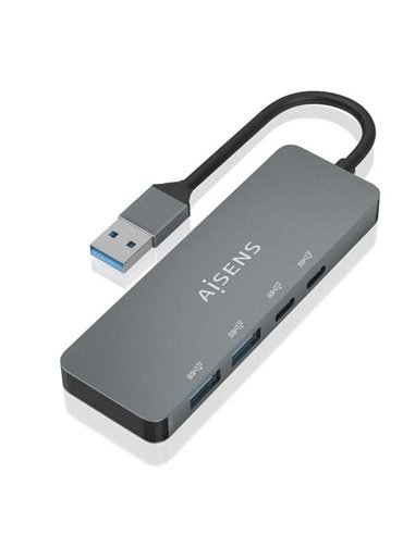 Aisens - Hub USB 3.2 GEN2 10G USB-A - USB-A/M-2xUSB-C/H-2xUSB-A/H - 15cm - Gris