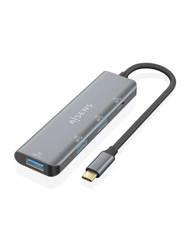 Aisens - Hub USB 3.2 GEN1 5G USB-C - USB-C/M-1xUSB-C/H-3xUSB-A/H - 15cm - Gris