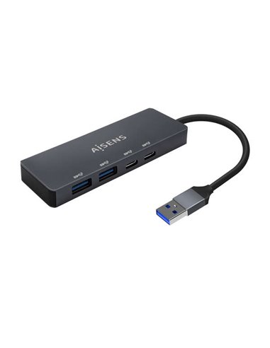 Aisens - Hub USB 3.2 Gen1 5G USB-A - USB-A/M-2xUSB-C/H-2xUSB-A/H - 15cm - Gris