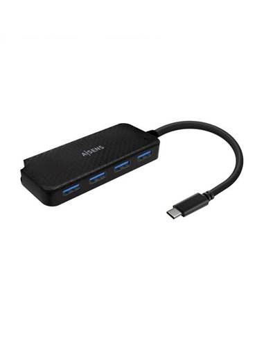 Aisens - Hub USB 3.1 USB-C - USB-C/M-4Xtype A/H - 15cm - Noir