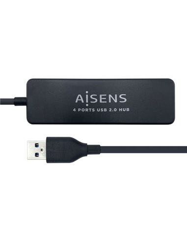 Aisens - HUB USB 2.0 - Type A Mâle vers 4xType A Femelle - 30cm - Couleur Noir