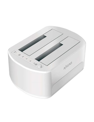 Aisens - ASDS-D02W Station d'accueil double baie Sata 2.5/3.5 vers USB 3.0/3.1 Gen1 - Clone - Blanc