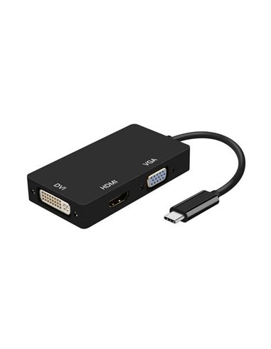 Aisens - Convertisseur USB-C vers DVI/HDMI/VGA - USB-C/M-DVI/H-HDMI/H-VGA/H - 15cm - Noir