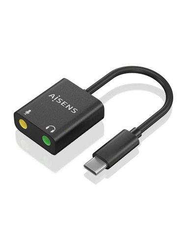 Aisens - Convertisseur USB-C vers Audio 48KHz - USB-C/M-2xJACK 3.5/H - 10cm - Couleur Noir