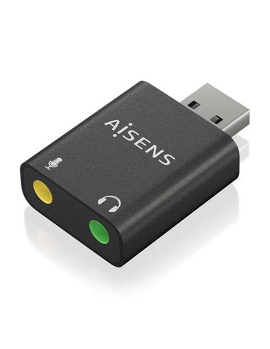 Aisens - Convertisseur USB-A vers Audio 48KHz - USB-A/M-2xJACK 3.5/H - Couleur Noir