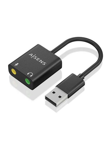 Aisens - Convertisseur USB-A vers Audio 48KHz - USB-A/M-2xJACK 3.5/H - 10cm - Couleur Noir