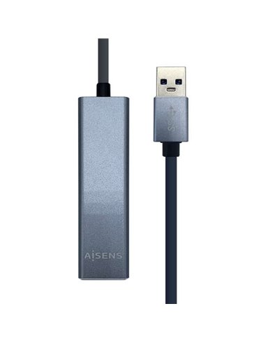 Aisens - Convertisseur USB 3.0 vers GIGABIT Ethernet 10/100/1000 MBPS + HUB 3xUSB3.0 - 15cm - Couleur Gris