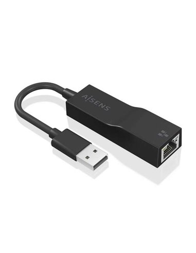 Aisens - Convertisseur USB 3.0 vers Gigabit Ethernet 10/100/1000 Mbps - 15 cm - Noir