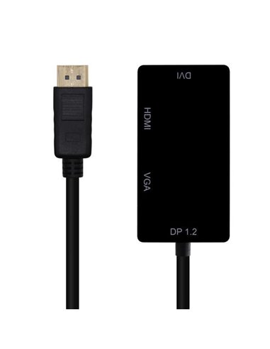 Aisens - Convertisseur Displayport V1.2 vers VGA/DVI/HDMI - DP 1.2/M-VGA/H-DVI/H-HDMI/H 4K - 15cm - Noir