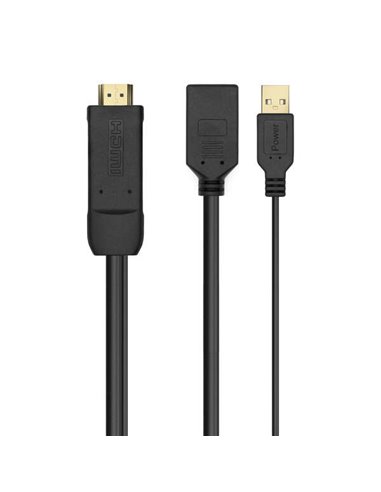 Aisens - Convertisseur actif HDMI 2.0 + USB POWER vers DisplayPort V1.2 - HDMI/M-USB/M-DP/H - 10CM - Couleur Noir