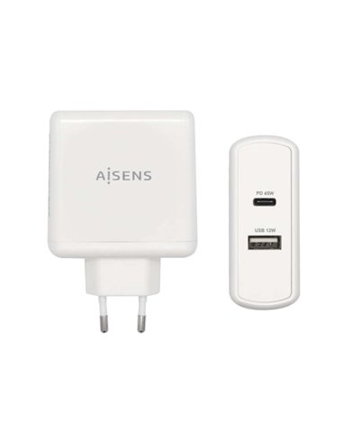 Aisens - Chargeur Smartphone 57W 1x USB-C PD3.0 45W, 1x USB-A 5V/2.4A 12W