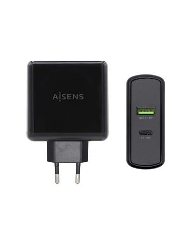 Aisens - Chargeur Smartphone 48W 1x USB-C PD3.0 30W, 1x USB-A QC3.0 18W