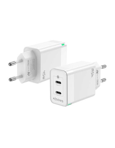 Aisens - Chargeur GAN 45W - 2xUSB-C PD3.0 QC4.0 - Blanc