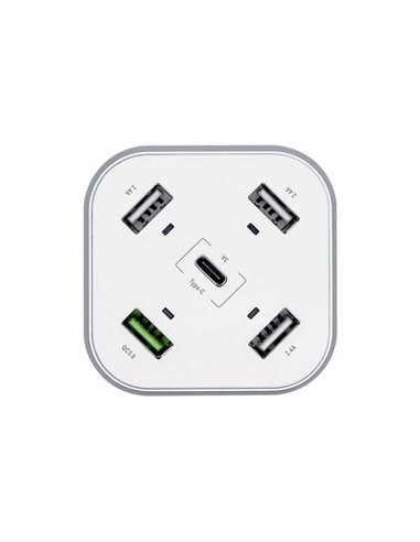 Aisens - Chargeur de bureau 48 W 5 ports 3xUSB-A 1xUSB-C 1xUSB QC3.0 - Blanc