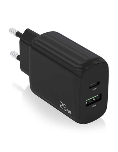 Aisens - Chargeur 25W - 1xUSB-C PD3.0 - 1xUSB-A QC3.0 - Couleur Noir