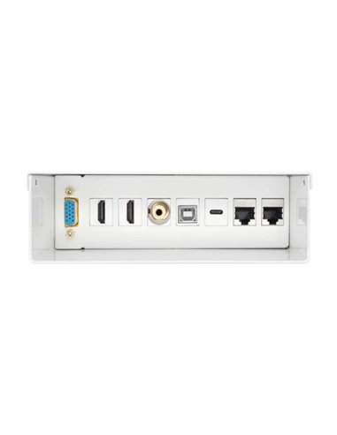 Aisens - Boîtier de connexion VGA, Jack 3.5, 2x HDM, 1x USB-, 1x USB-B, 2x RJ45 Cat.6A STP - Blanc