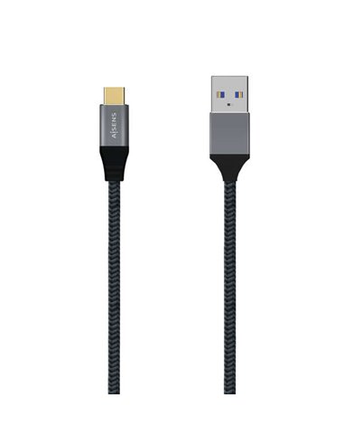 Aisens - Câble Aluminium USB 3.1 GEN2 10GBPS 3A - TYPEUSB-C/M-A/M - 1.5M - Couleur Gris