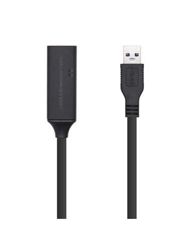 Aisens - Câble d'extension USB 3.0 avec amplificateur et alimentation - Type A/M-A/H - 15m - Couleur Noir