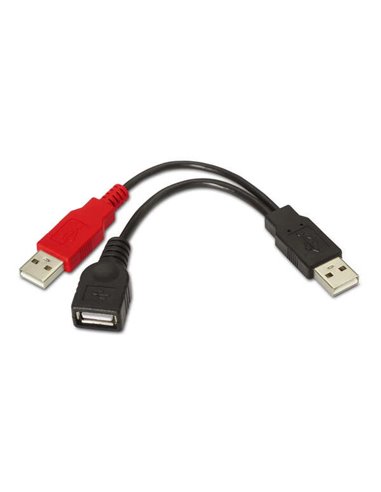 Aisens - Câble USB 2.0+Alimentation - Type A/M+A Alimentation/M-A Femelle - 15cm - Couleur Noir