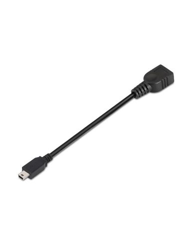 Aisens - Câble USB 2.0 OTG - Type Mini B Mâle-A Femelle - 15cm - Couleur Noir