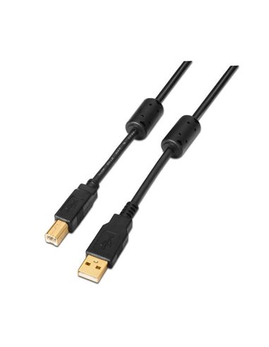 Aisens - Câble d'imprimante USB 2.0 de très haute qualité avec ferrite - Type A mâle vers type B mâle - 5,0 m - Couleur noire