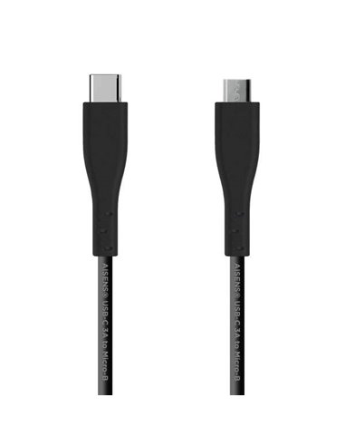 Aisens - Câble USB 2.0 3A - Type USB-C/M-Micro B/M - 2,0m - Couleur Noir